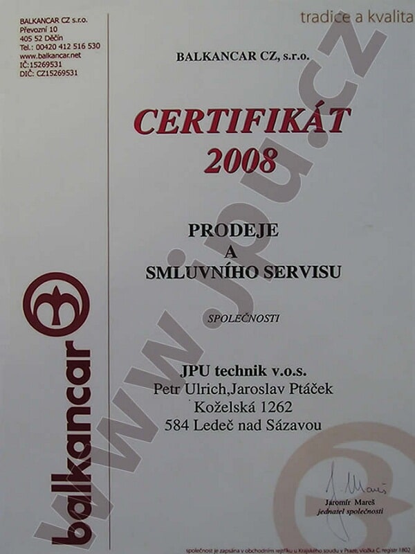 JPU TECHNIK v.o.s. | Certifikáty